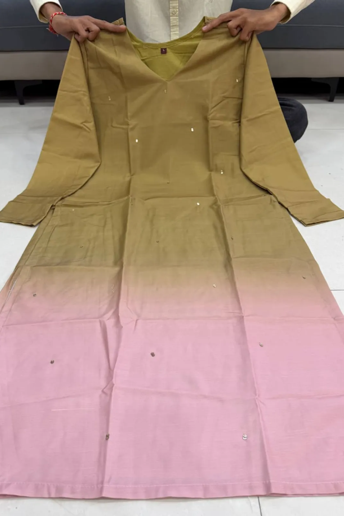 Elegant Ombre Sequence Work Full Sleeve Kurti | Only Kurti | Premium Silqura Fabric
