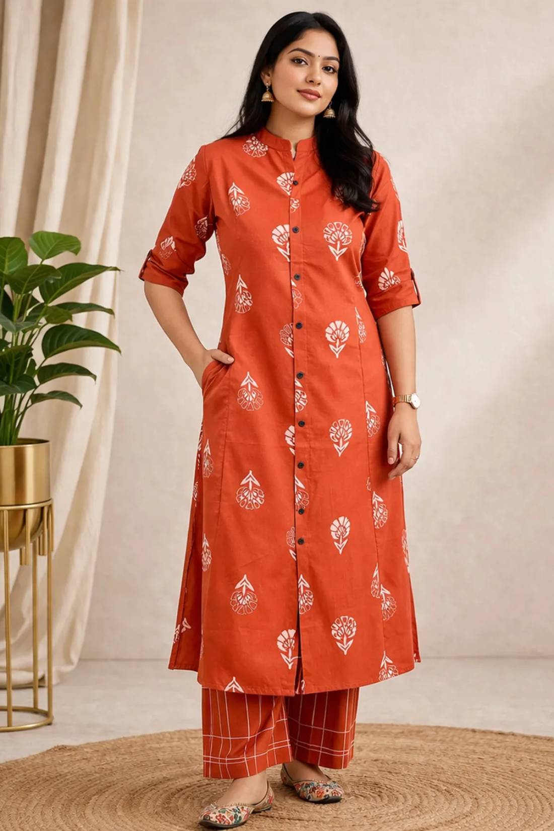 Sharda Ethnic Noor Rust Digital Print Polyrayon Co-Ord Set