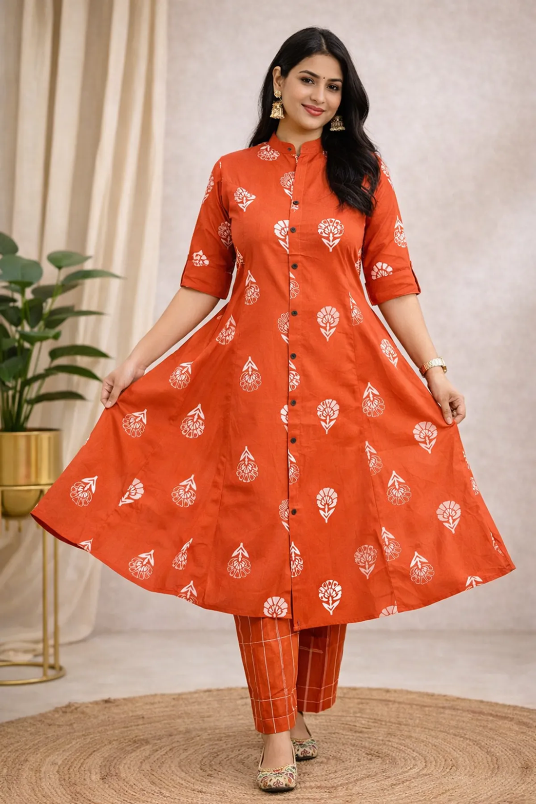 Sharda Ethnic Noor Rust Digital Print Polyrayon Co-Ord Set