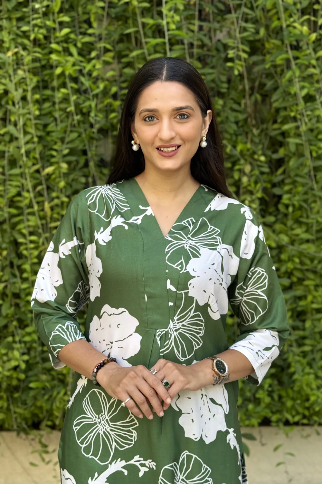 Green Premium Long Kurti Pant Co-ord Set For Women
