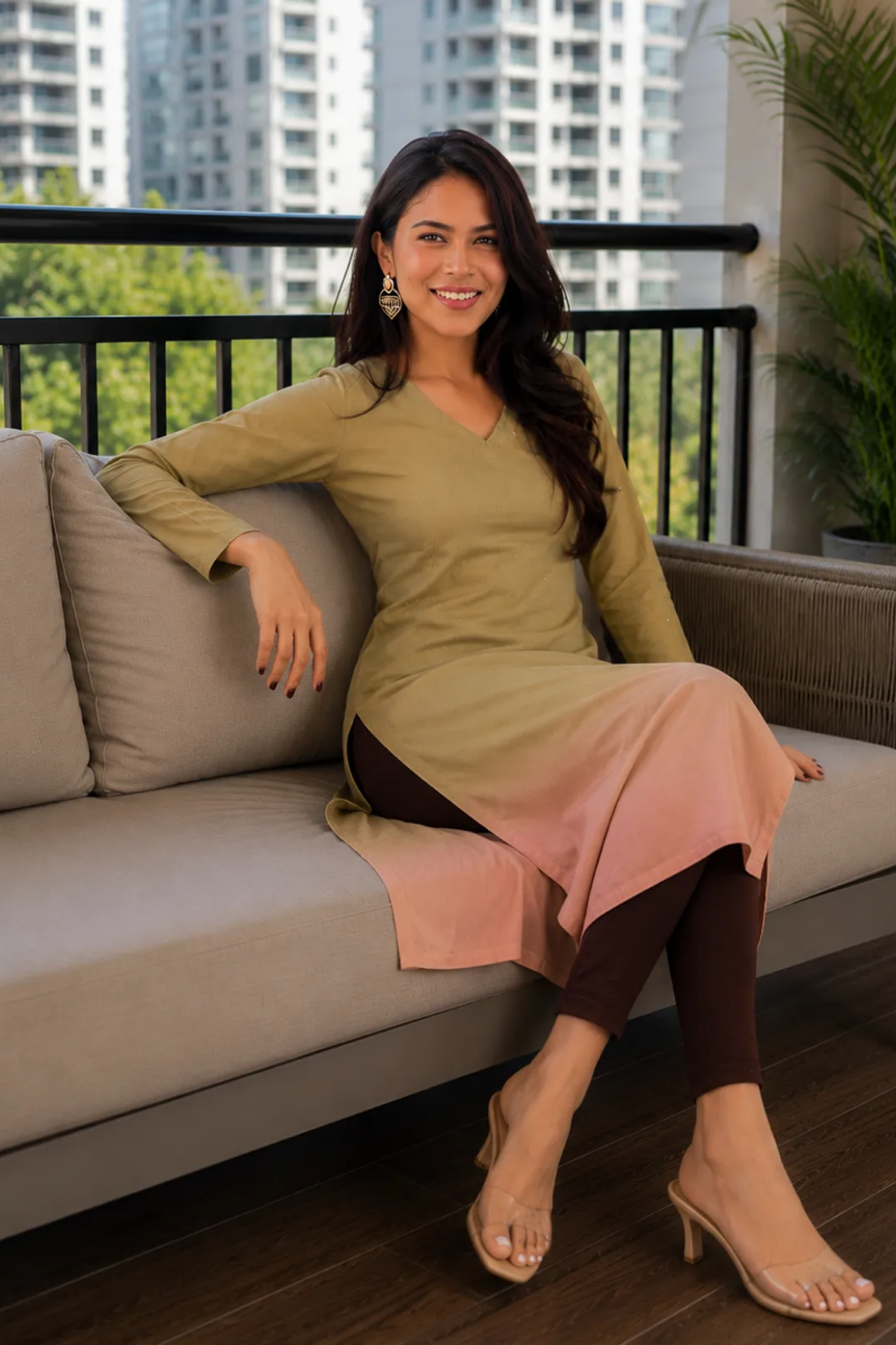 Elegant Ombre Sequence Work Full Sleeve Kurti | Only Kurti | Premium Silqura Fabric