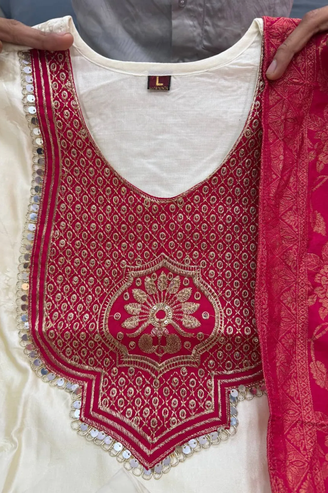 Sharda Ethnic Zariya JASOOD– Premium Pure Banarasi Suit Set with Embroidered Neck