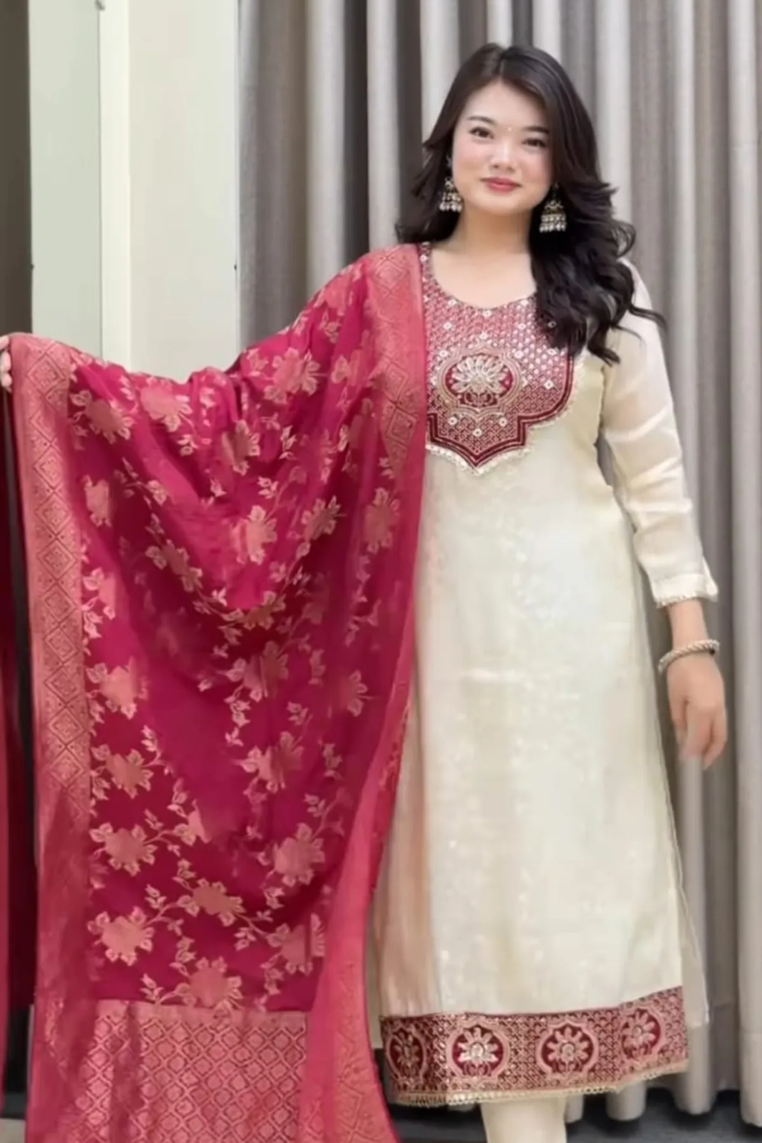 Sharda Ethnic Zariya JASOOD– Premium Pure Banarasi Suit Set with Embroidered Neck