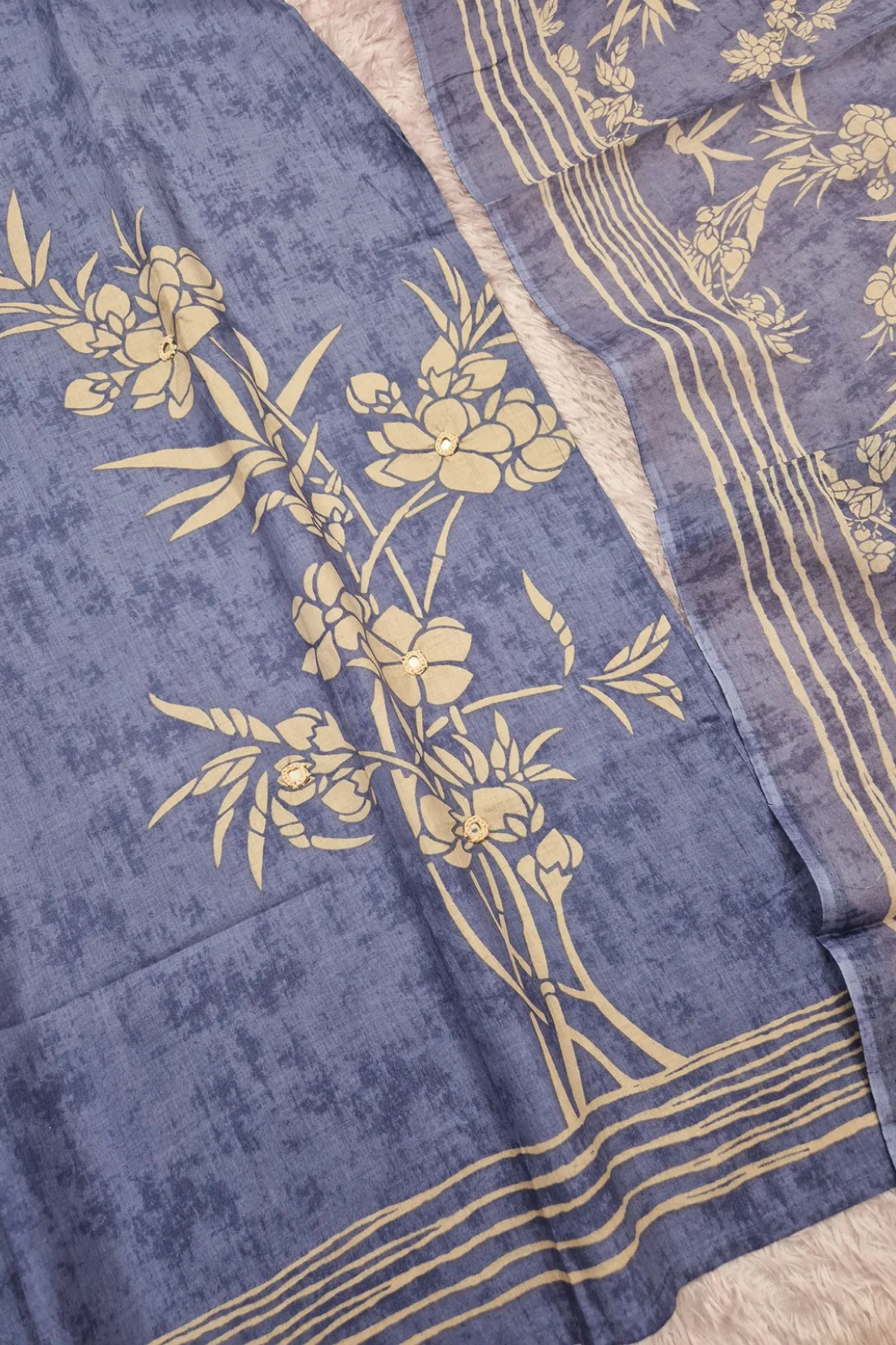 Premium Cotton 3 Piece Suit Set with Mul Cotton Dupatta | Floral Printed Kurta Pant Set for Women