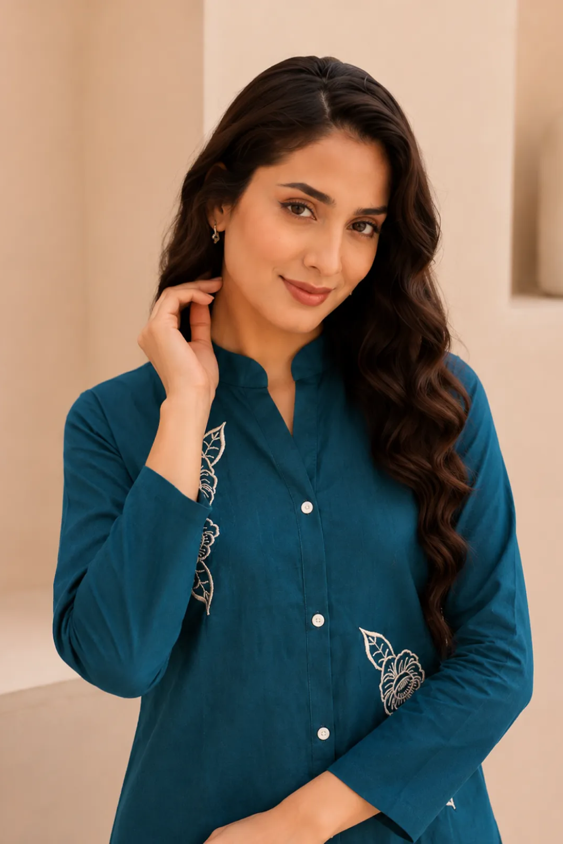 Sharda Ethnic Blue Dhabu Bloom Premium Cotton Co-Ord Set