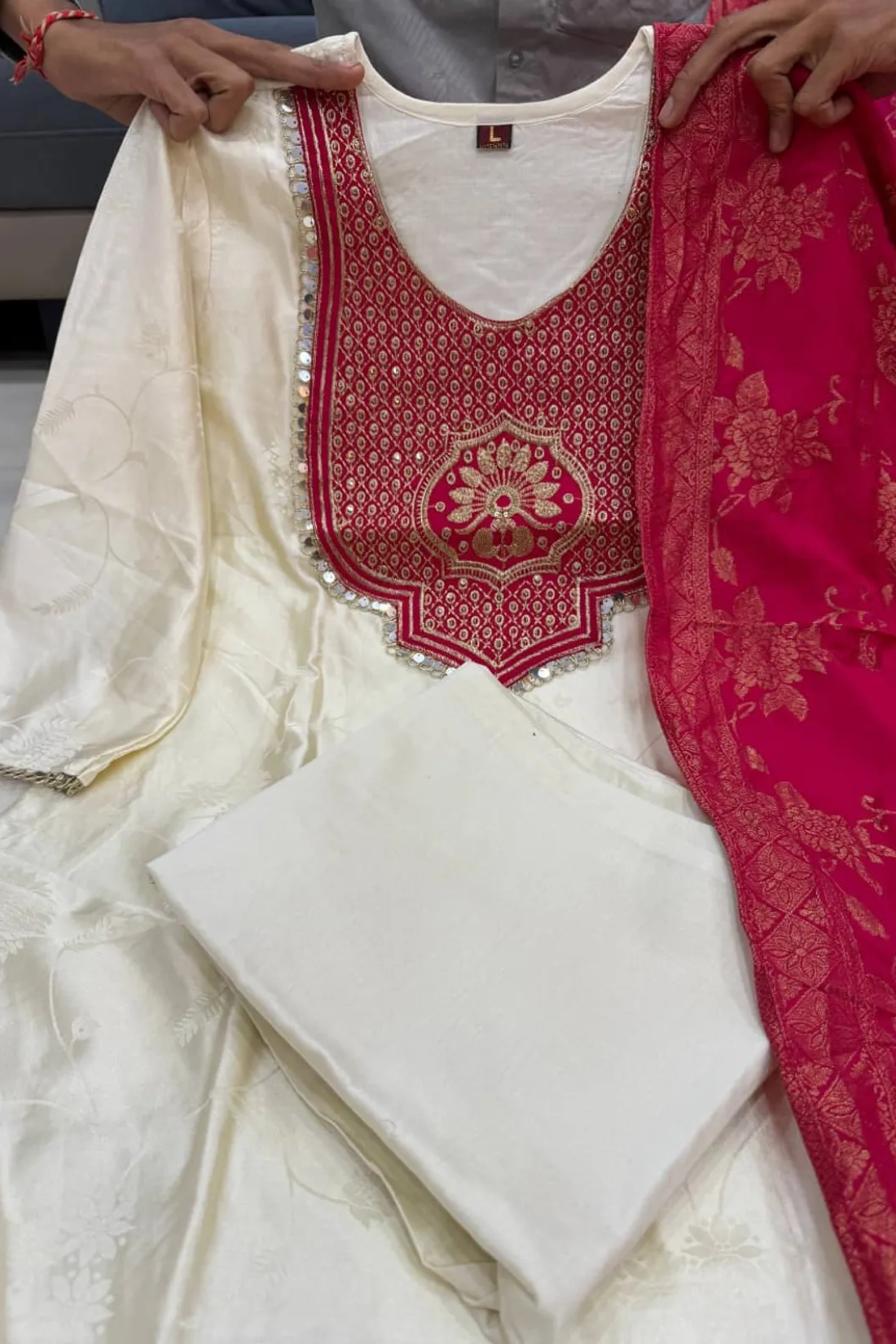 Sharda Ethnic Zariya JASOOD– Premium Pure Banarasi Suit Set with Embroidered Neck