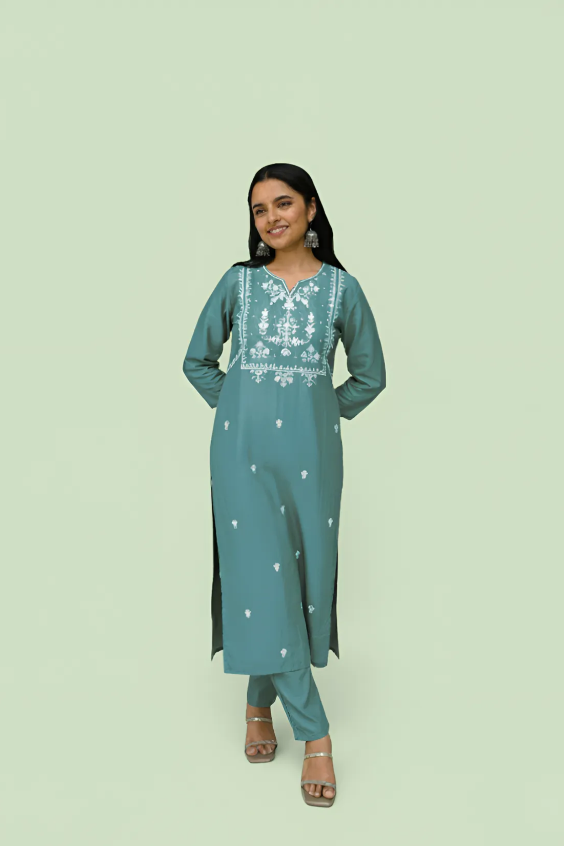 Grey Ply Rayon Premium Kurta With Pants Set For Women