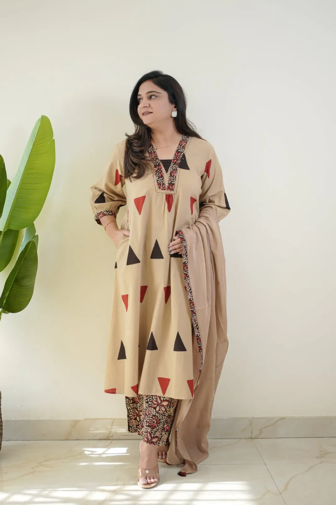 Sharda Ethnic Noor SALONI RED– Premium Jaipuri Cotton Kalamkari Suit Set