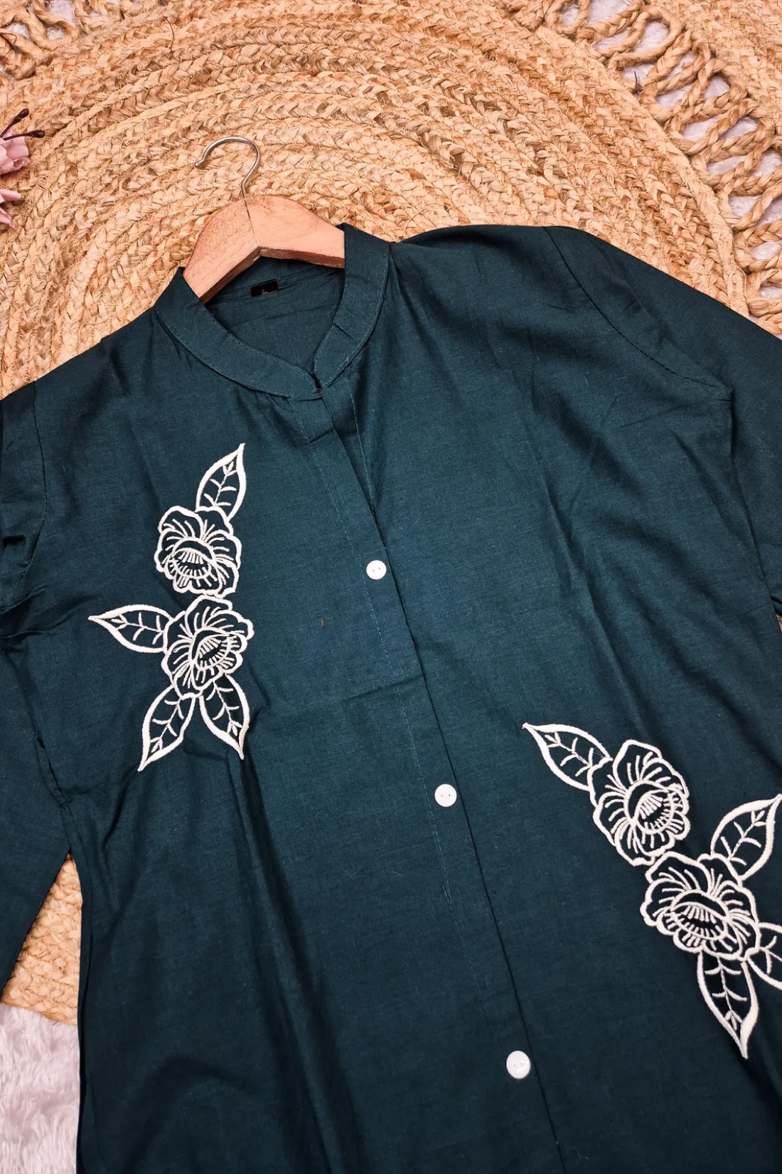 Sharda Ethnic Blue Dhabu Bloom Premium Cotton Co-Ord Set
