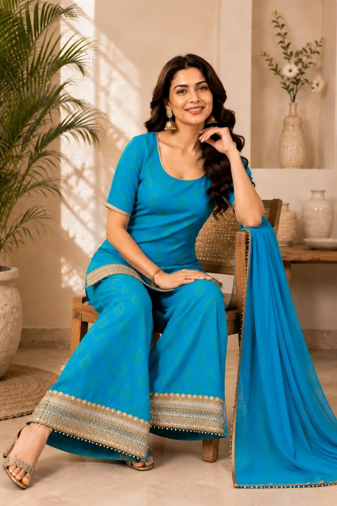 Premium Banarasi Embroidered Sharara Suit Set for Women