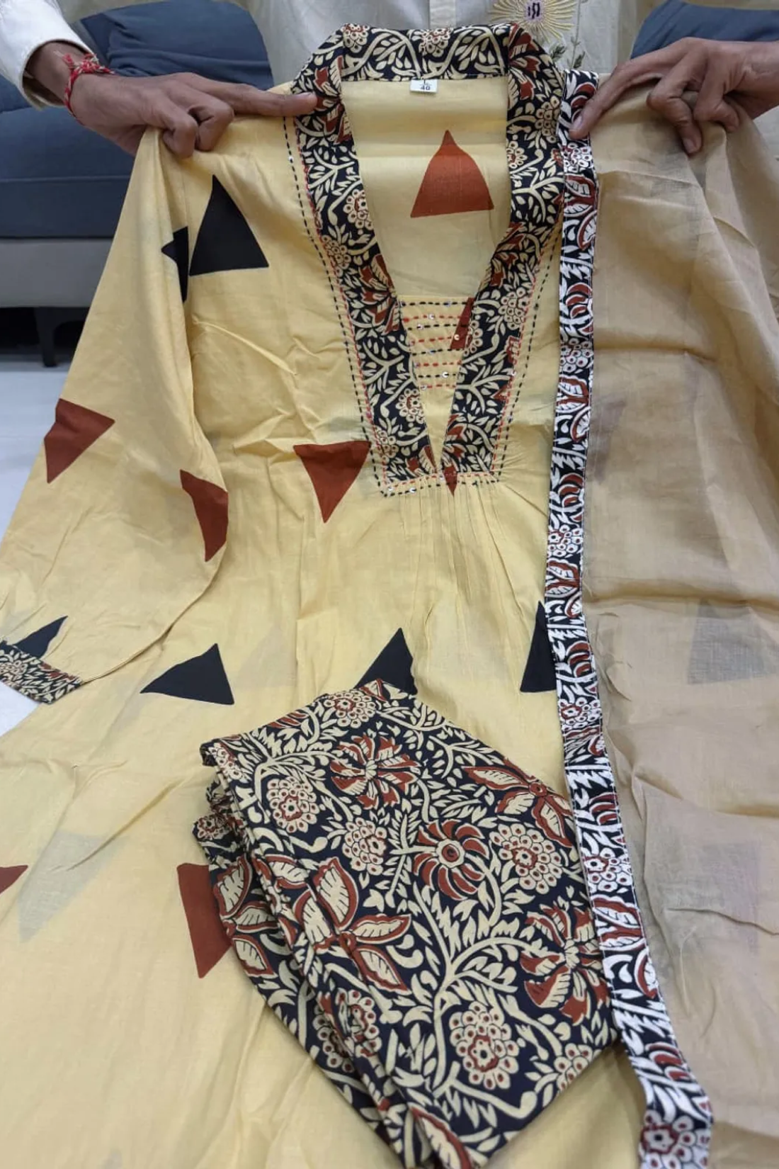 Sharda Ethnic Noor SALONI RED– Premium Jaipuri Cotton Kalamkari Suit Set