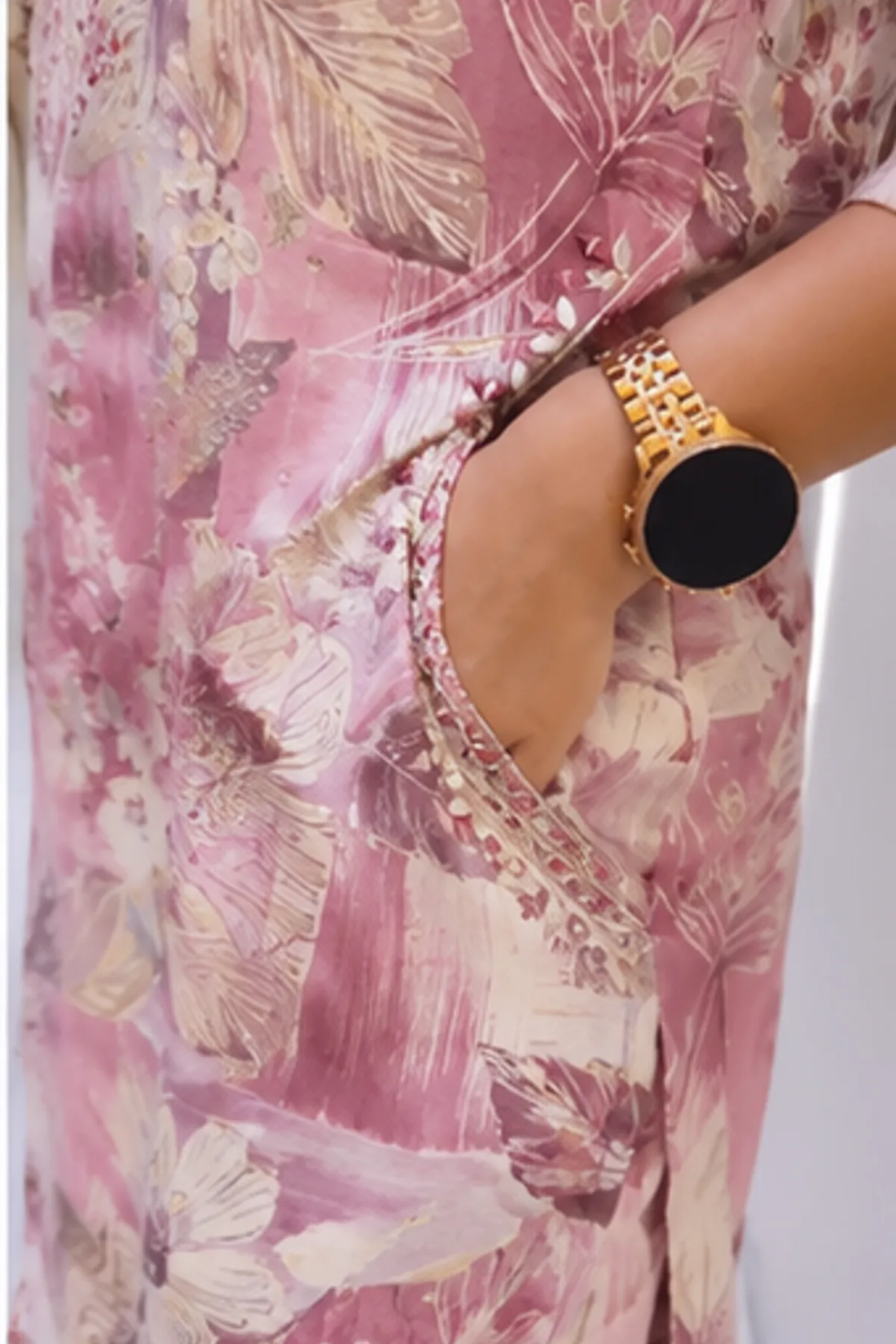 Sharda Ethnic Blush Bloom Mirror Work Muslin Co-Ord Set with Afghani Pants