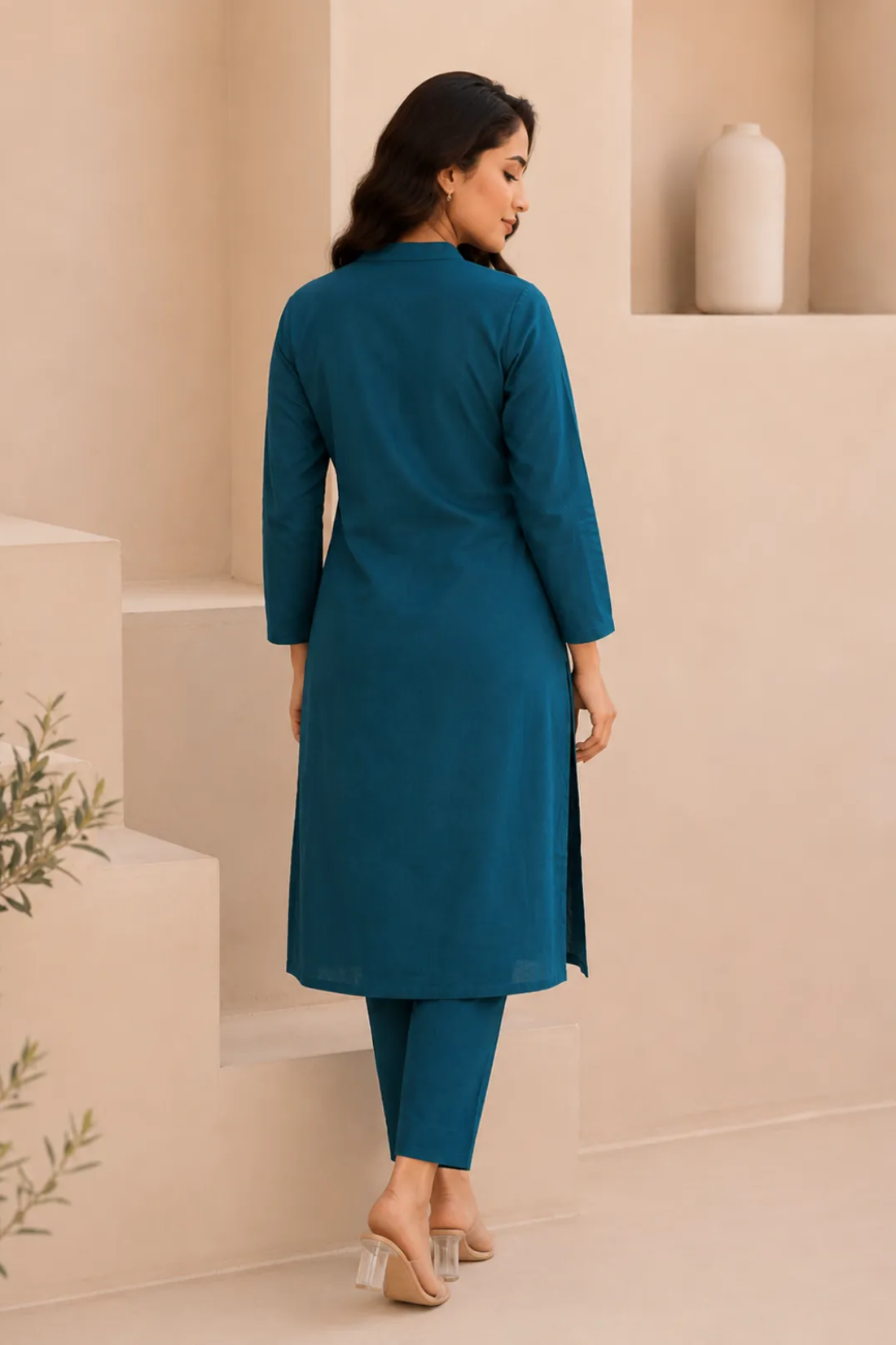 Sharda Ethnic Blue Dhabu Bloom Premium Cotton Co-Ord Set