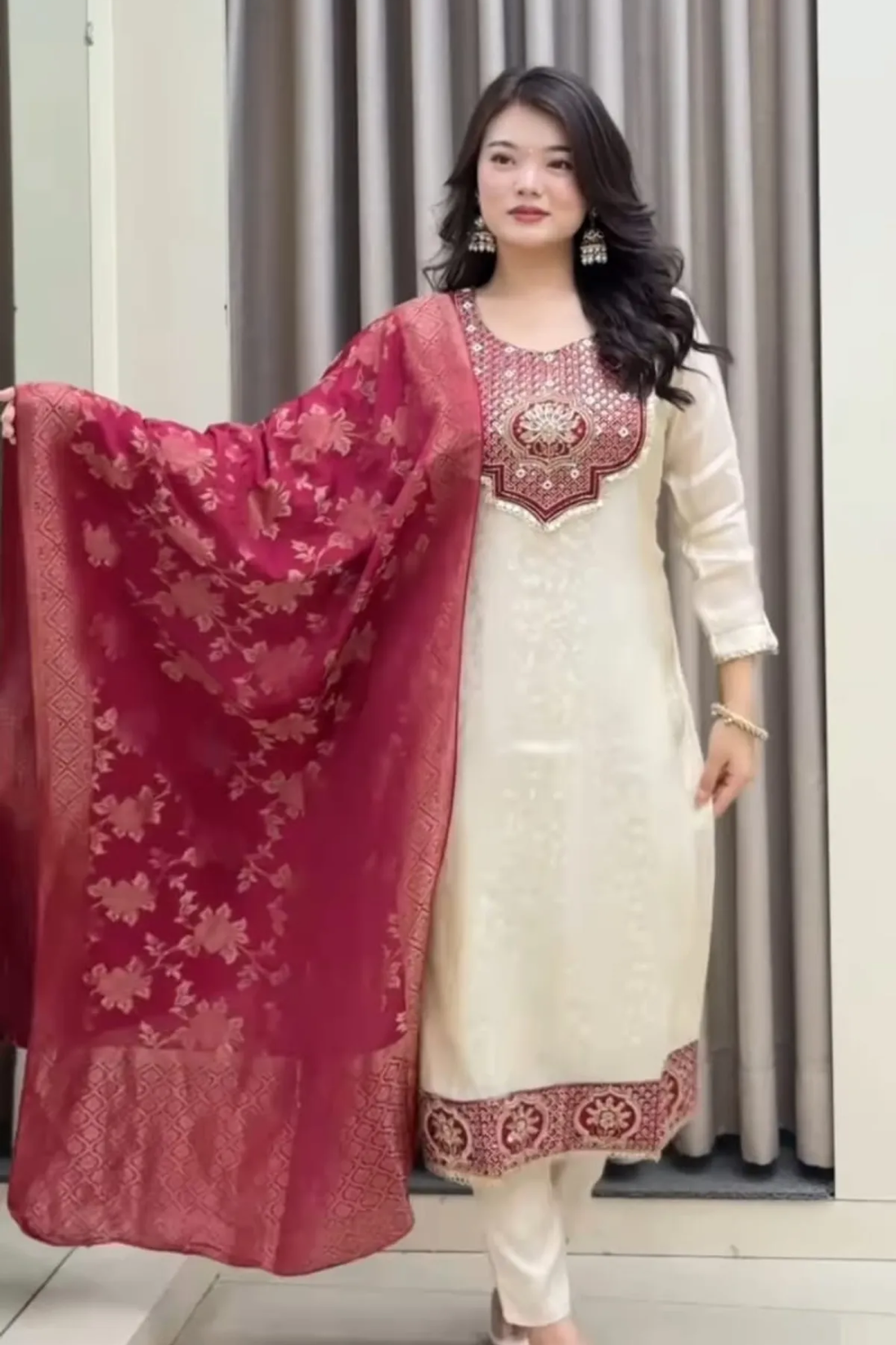 Sharda Ethnic Zariya JASOOD– Premium Pure Banarasi Suit Set with Embroidered Neck