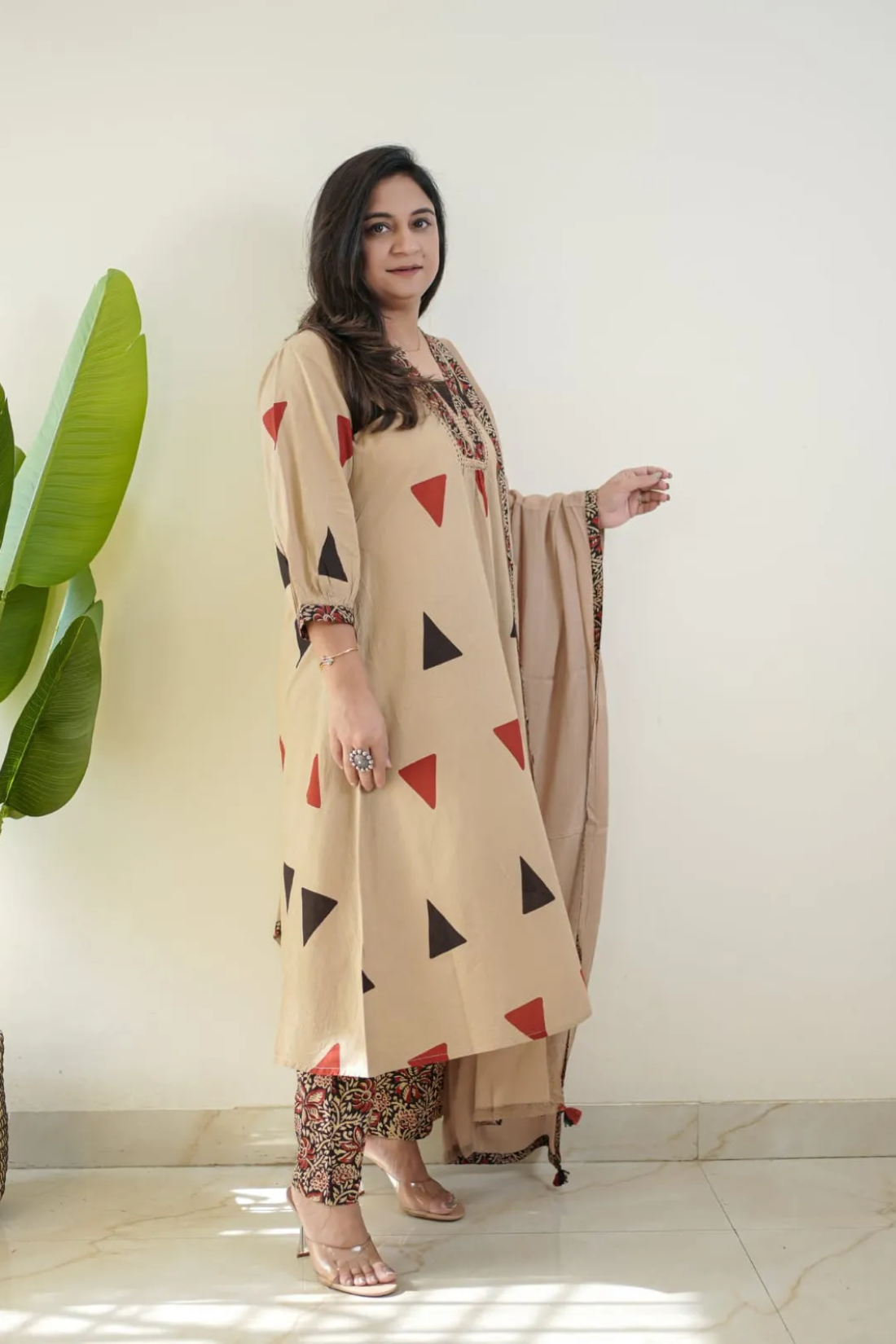 Sharda Ethnic Noor SALONI RED– Premium Jaipuri Cotton Kalamkari Suit Set