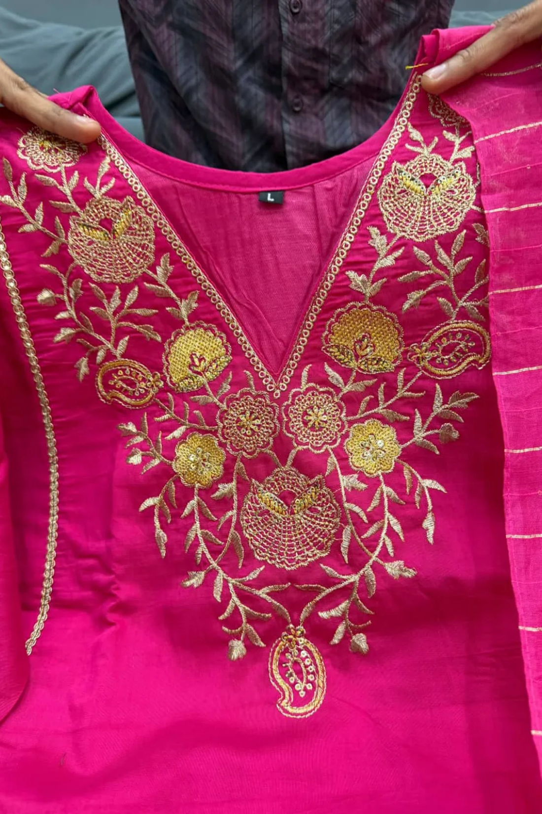 Premium Pure Satori Silk Pink Suit Set with Banarasi Dupatta
