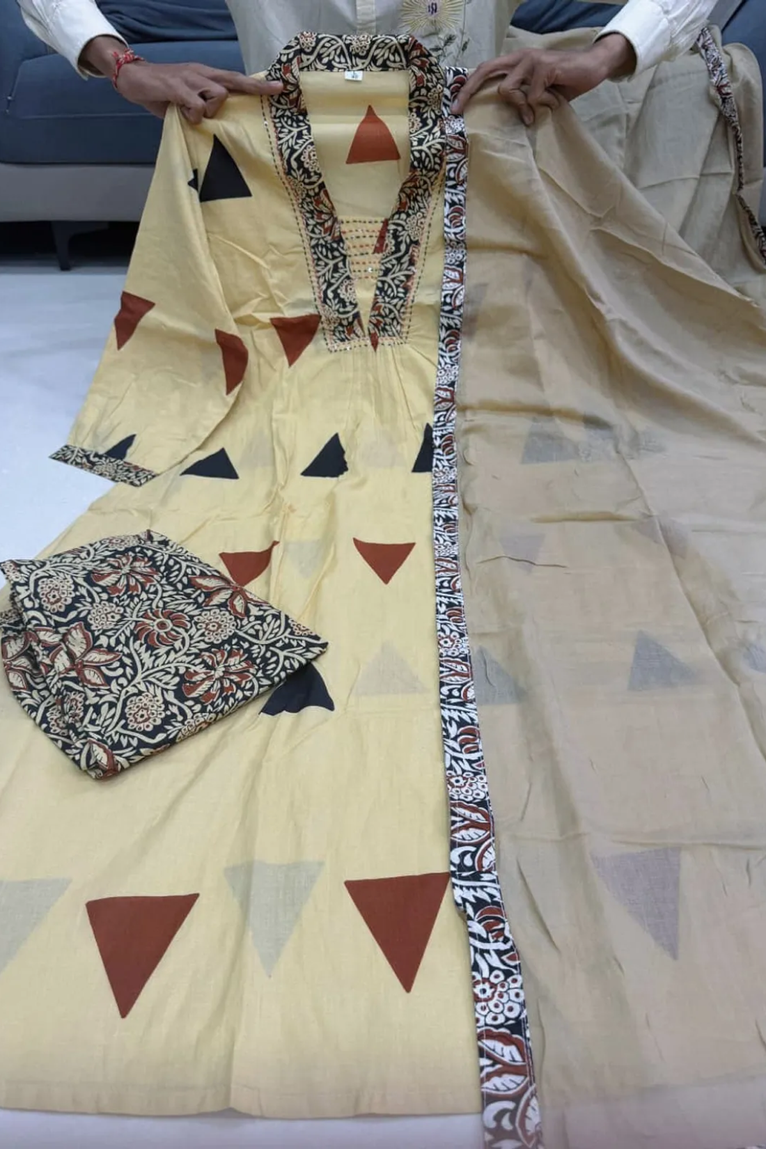 Sharda Ethnic Noor SALONI RED– Premium Jaipuri Cotton Kalamkari Suit Set