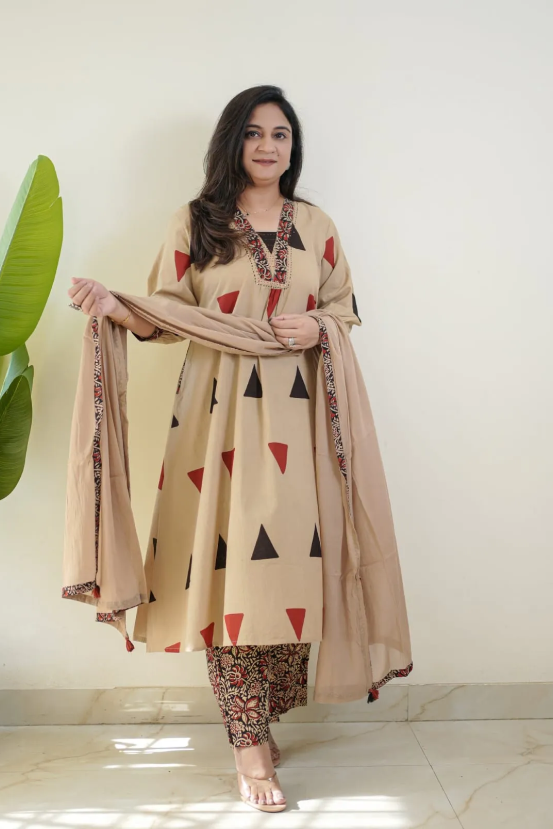 Sharda Ethnic Noor SALONI RED– Premium Jaipuri Cotton Kalamkari Suit Set