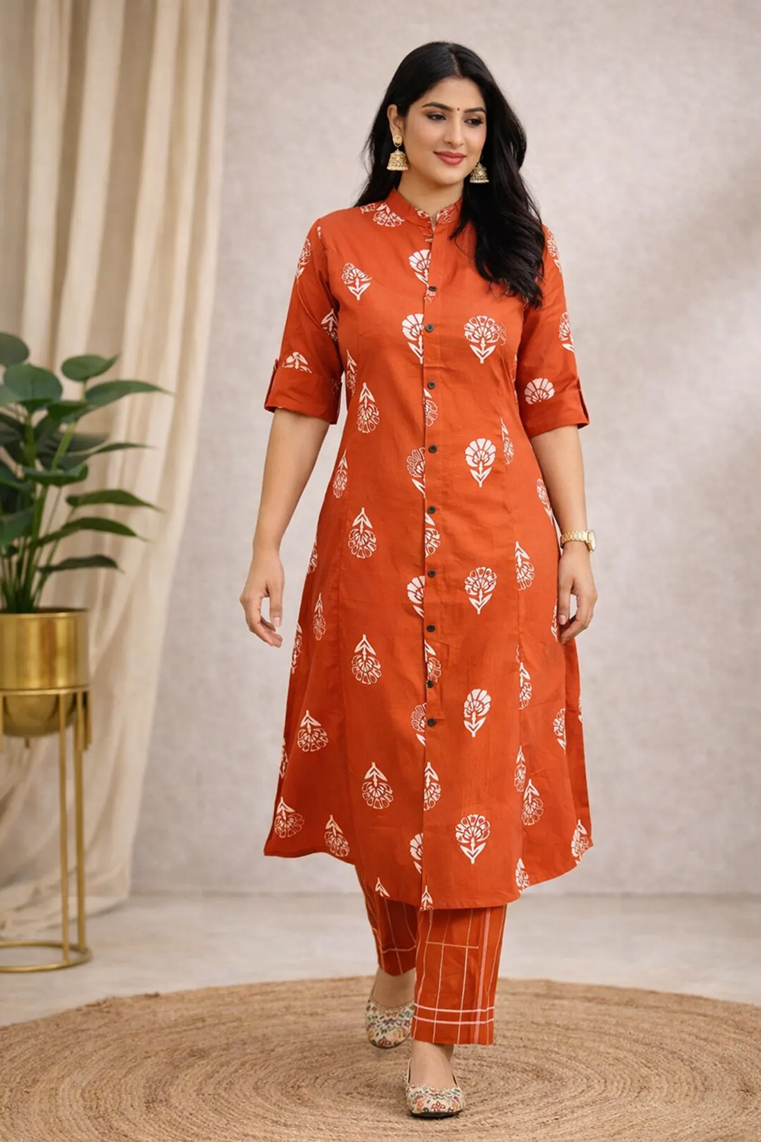 Sharda Ethnic Noor Rust Digital Print Polyrayon Co-Ord Set