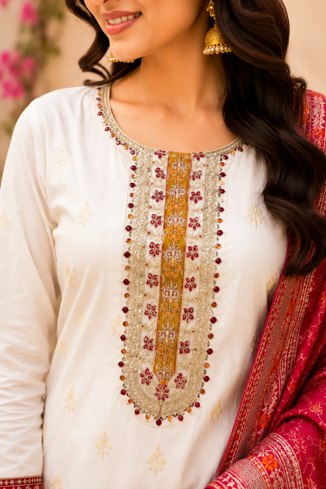 Elegant Off-White Kanjivaram Silk 3-Piece Suit Set with Embroidered Kurta & Zari Dupatta