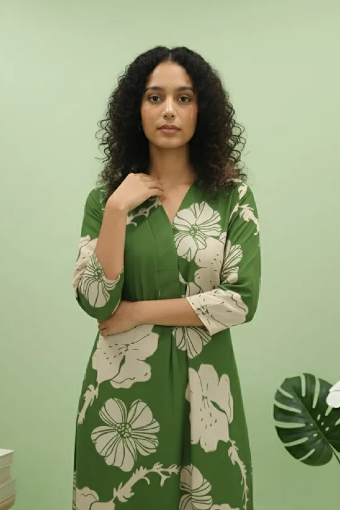 Green Poly Rayon Premium Long Kurti Pant Co-ord Set For Women