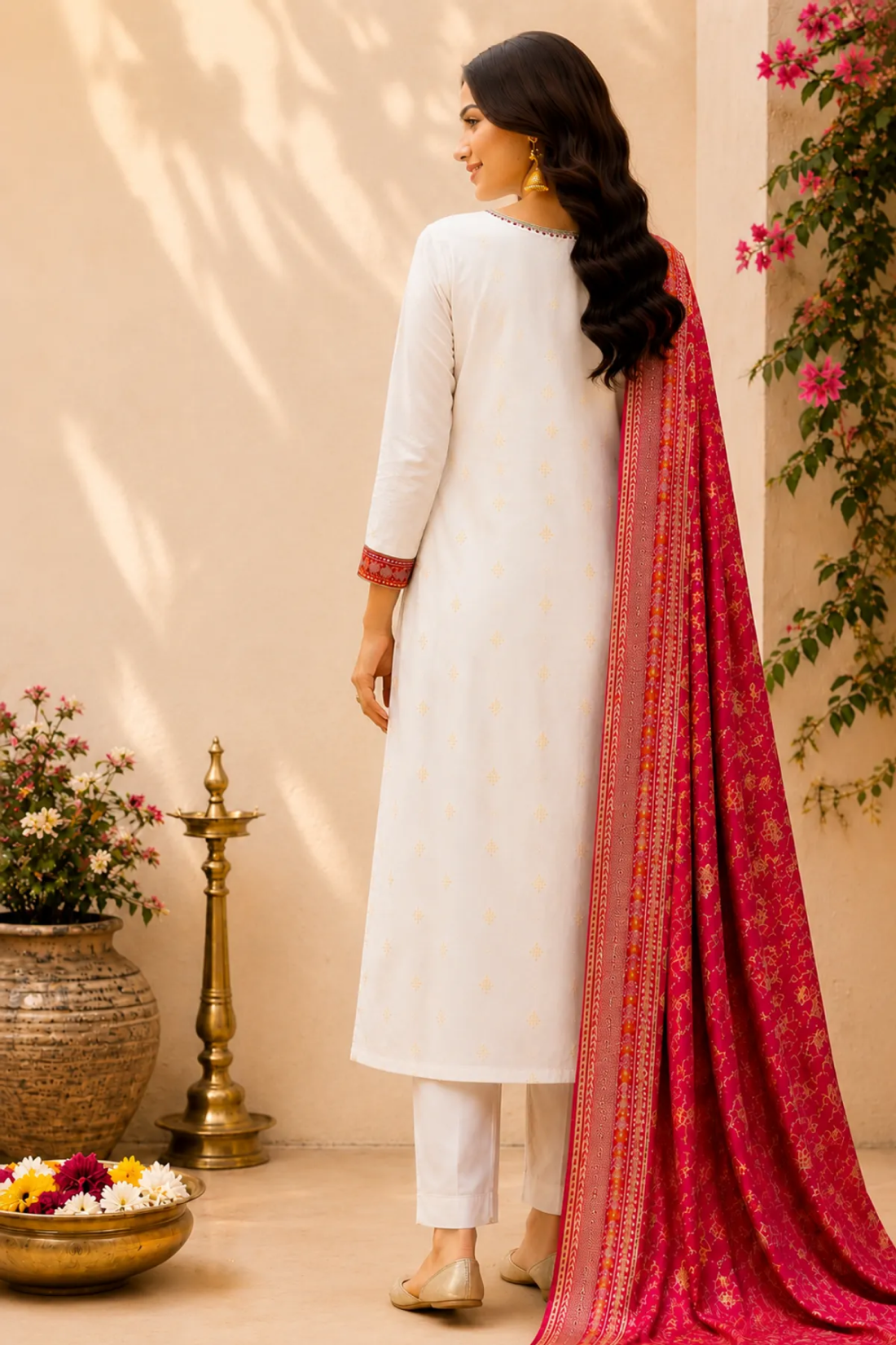 Elegant Off-White Kanjivaram Silk 3-Piece Suit Set with Embroidered Kurta & Zari Dupatta
